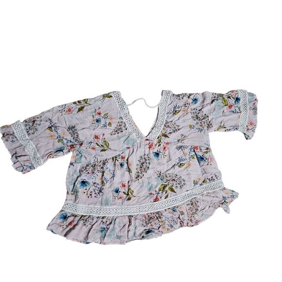 Women's DR2 Floral V Neck Viscose Top 2X - Picture 4 of 4